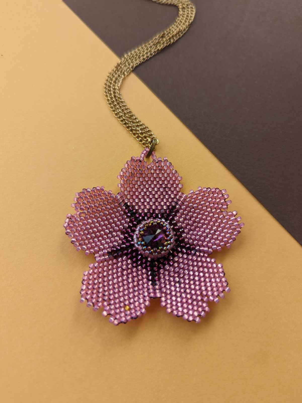 Buy Multi Color Seed Beaded Flower Necklace (20 Inches) at ShopLC.